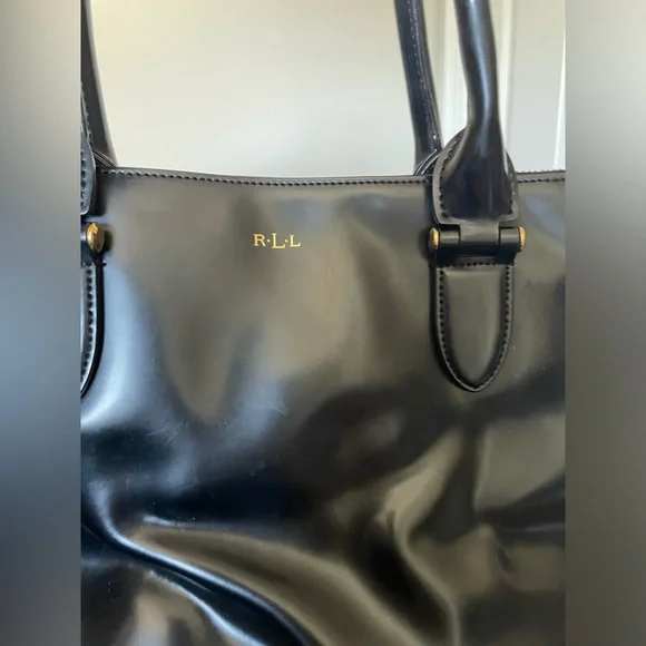 Ralph Lauren black leather and gold accent bag - Picture 3 of 7
